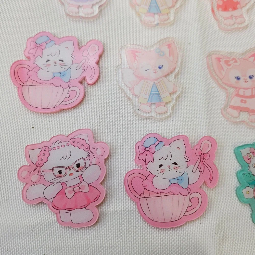 19pc Kawaii Acrylic Flatback Cabochons Cat Fox School Holiday DIY Craft Charms‎